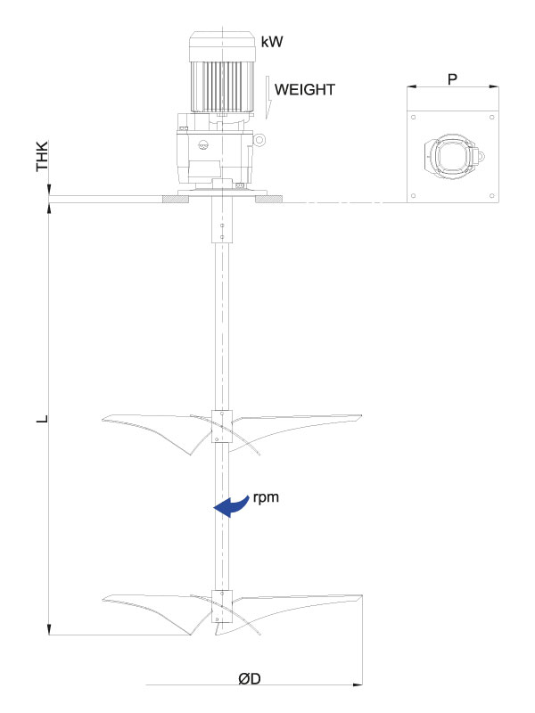 HEAVY SLURRY AGITATOR multiple impellers